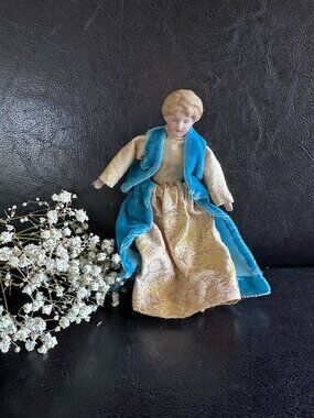 Vintage Bisque Porcelain 6" Hand Held Victorian Style Doll